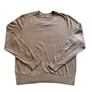 Everlane Womens Organic Cotton Crewneck Sweater Large Tan Minimalist Lightweight